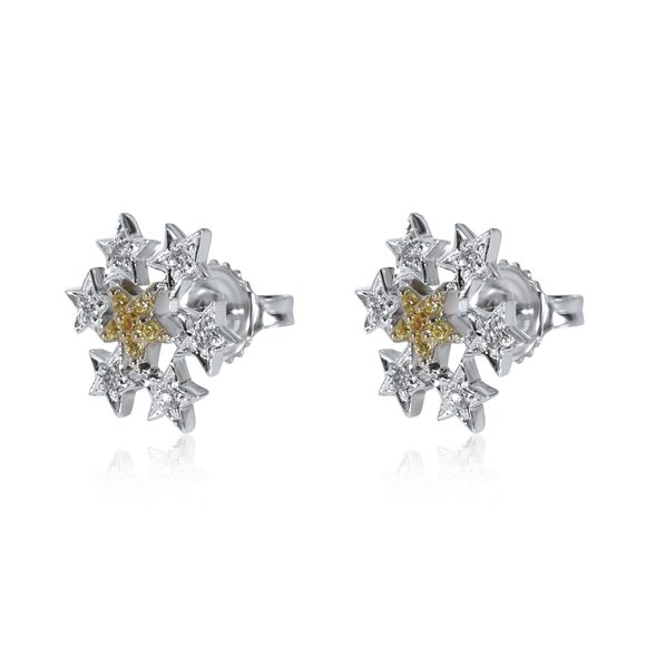 Clyde Duneier Star Earring With Yellow Sapphire & Diamond in 14KT Gold 0.10 CTW - Picture 2 of 3